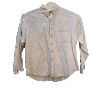 Savile Row Mens XL Beige‎ Linen Cotton Blend Long Sleeve Button Down Shirt